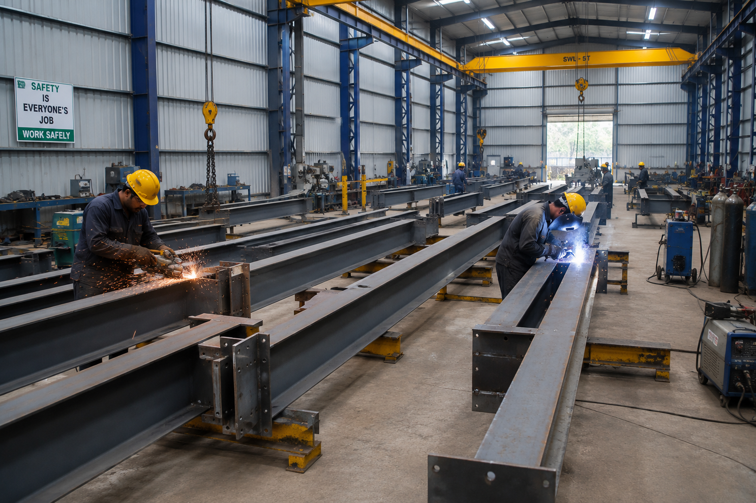Finished fabricated steel components prepared for client delivery