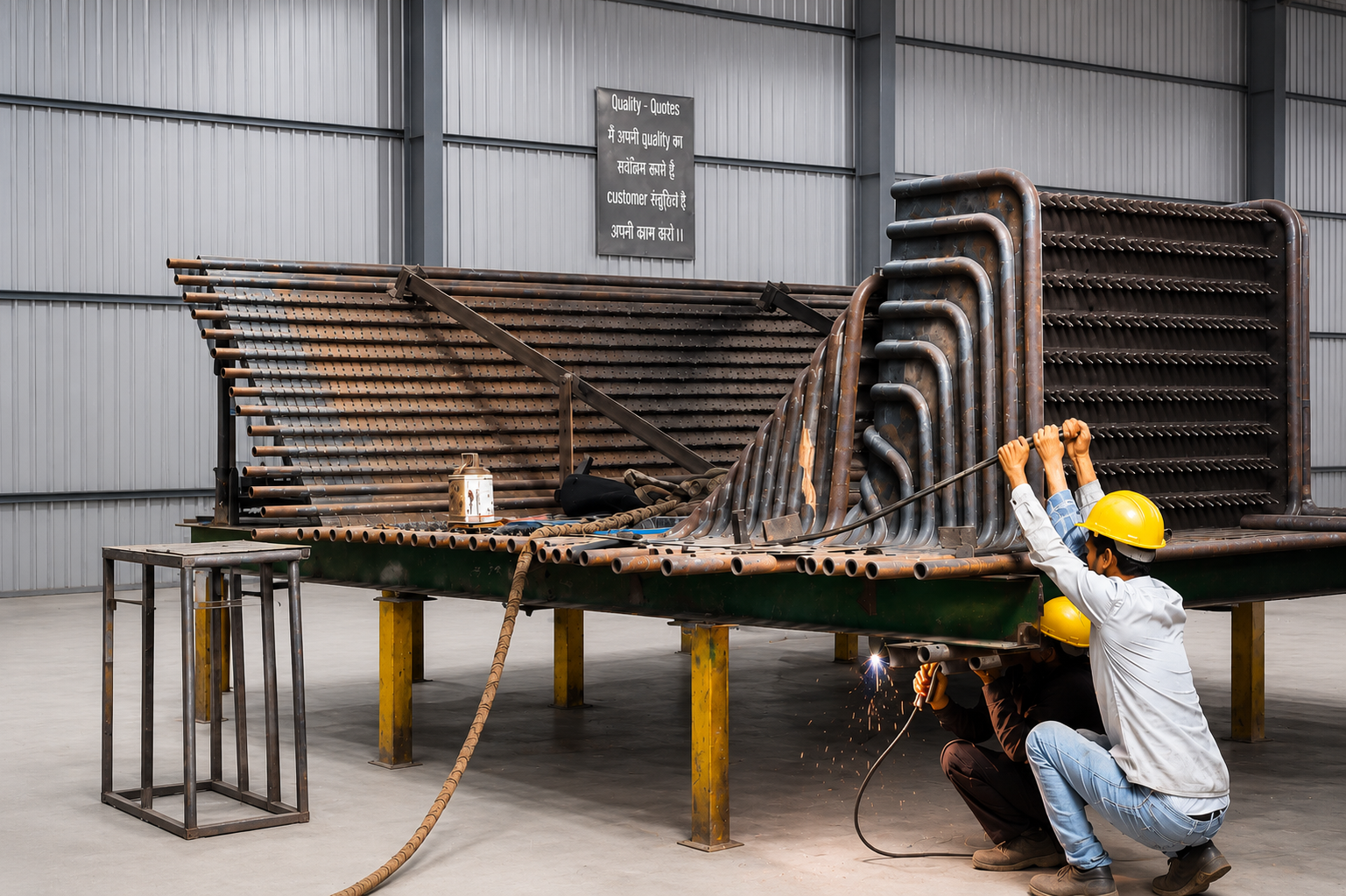 Large steel structural assemblies and welded frames for industrial projects